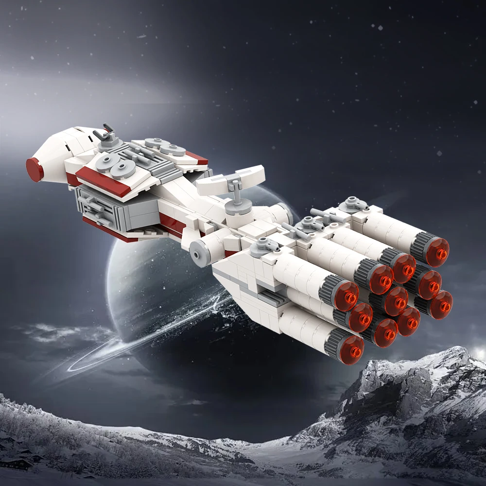 

Moc Tantive IV Ship Building Block Space Wars Organa Starship CR90 Corvette Model Vessel Stand DIY Toy Brick Set Kids Adult Gift
