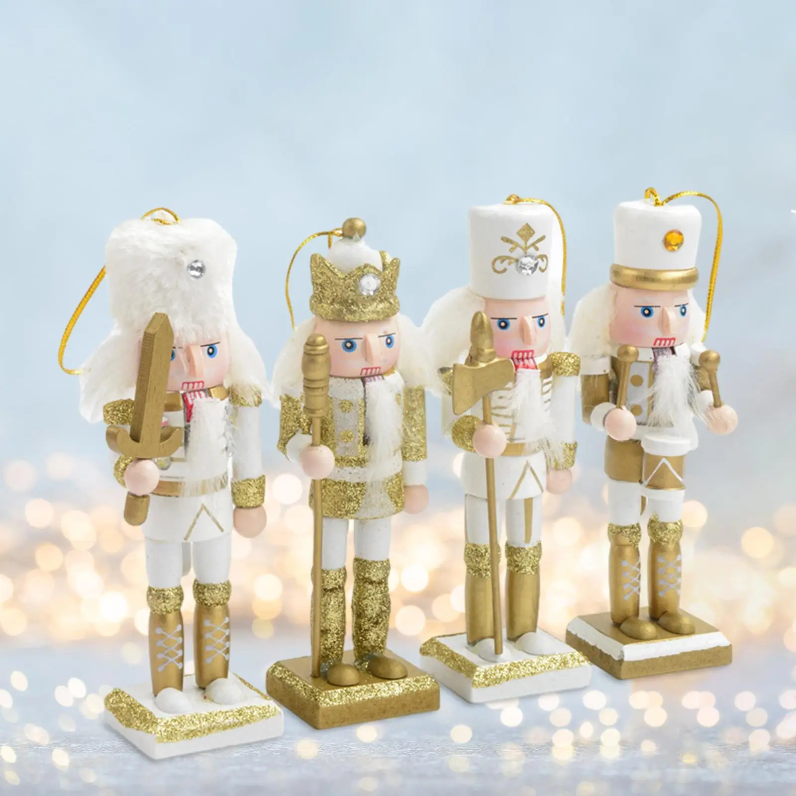 

4Pcs Nutcracker Ornaments Pendant Scene Layout Accessories Desktop Crafts Traditional Nutcracker Soldier Xmas Hanging Decoration