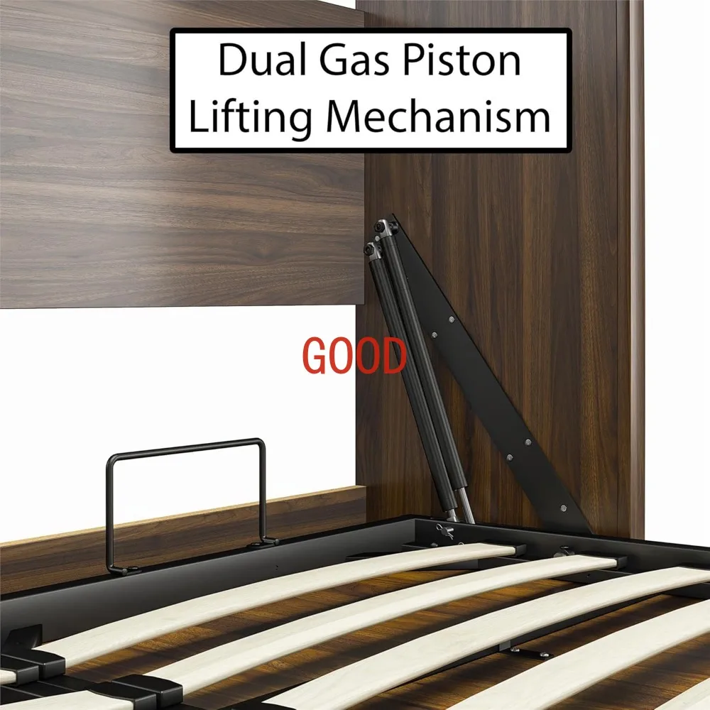 Полуместо Queen Size Деревянная кровать Murphy Складная многофункциональная настенная