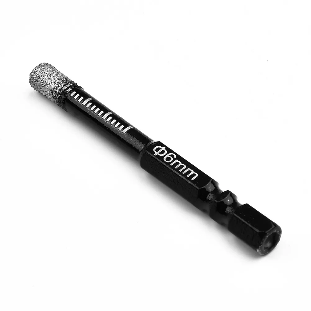 

2pcs Vaccum Brazed Dry Tile Drill Bit Diamond 6mm Black Hex Shank For Granite Marble Masonryceramic Glass Hard Plastic