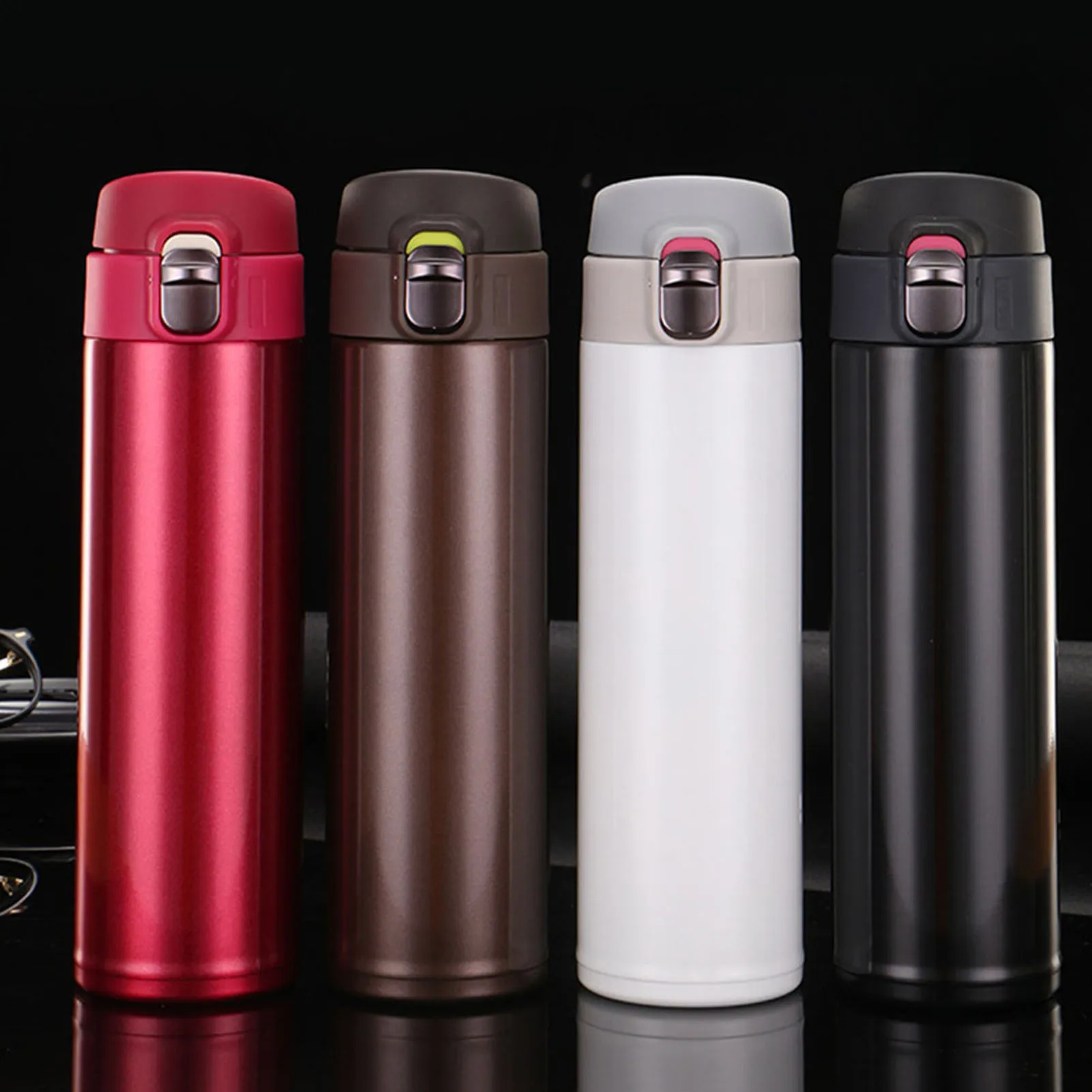 

Stainless Steel Water Bottle Pop Up Vacuum Insulated Portable for Sports Easy to Open Steel Water Bottle Thermos Cup pjop