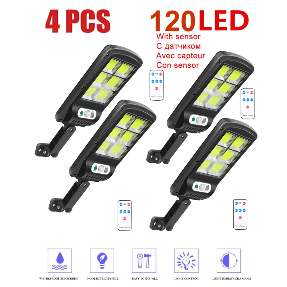 

remote 1-4pcs 48/128 Solar Light Steps Lamp Light-sensitive Wall Lights Security Outdoor garden garage pathway Fence lamp pathwa