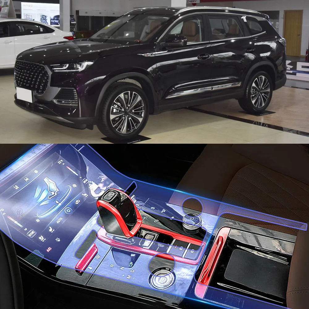 

Пленка на панель автомобильной консоли редуктора для Chery Tiggo 8 Plus 2021, прозрачная ТПУ Защитная Наклейка на раму салона