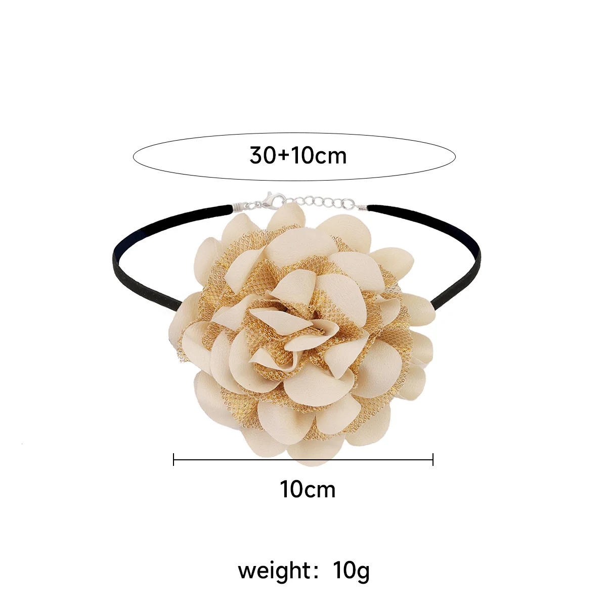Retro Exaggerated Fluffy Fabric Flowers Choker Necklace for Women Elegant Wedding Party Neck Chain Fashion Jewelry Decoration