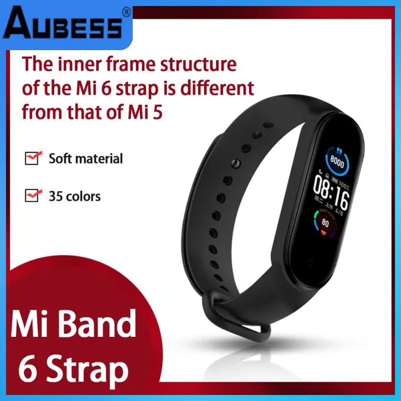 

Flexible Wristband For Xiaomi Mi Band 6 Tpu Watch Strap Breathable Watchband Comfortable Office Accessories Anti-lost Stable