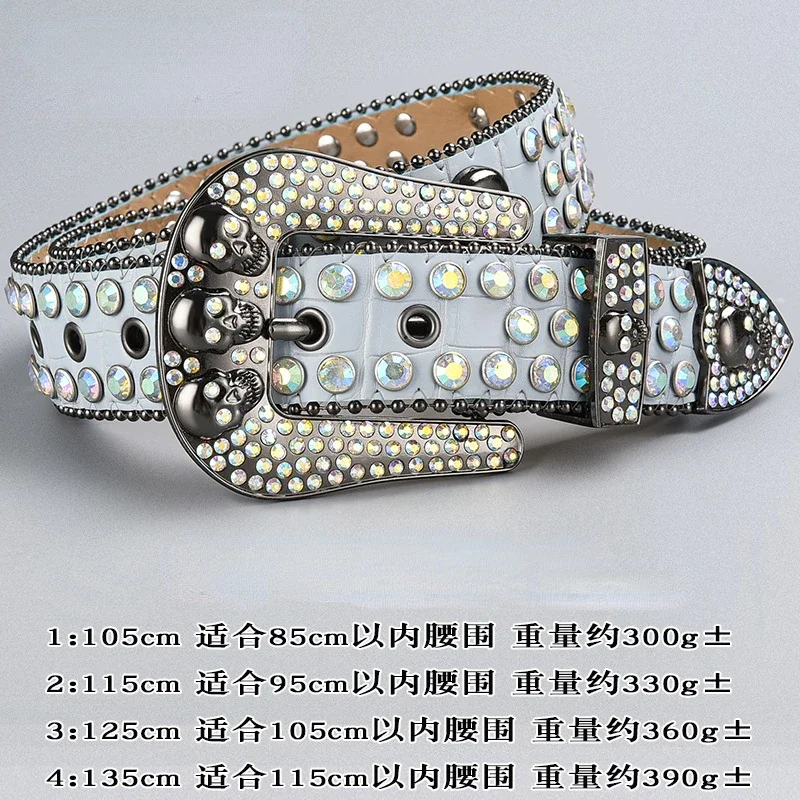 Модный темный ремень с инкрустацией стразами в виде черепа унисекс продвинутый