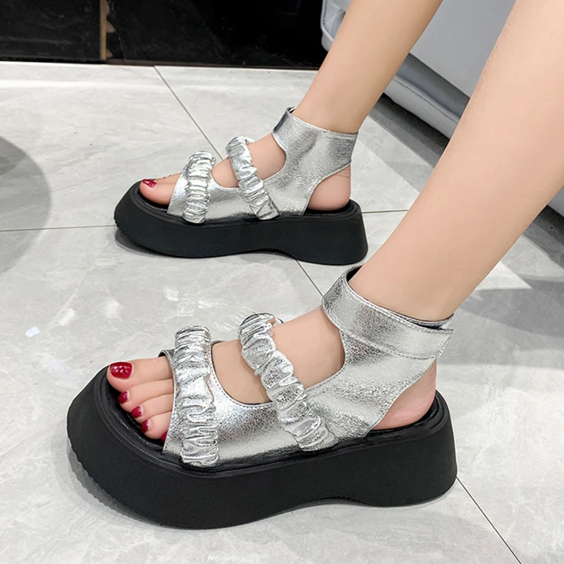 

Clogs Wedge Black Platform Sandals Shoes 2022 Summer Muffins shoe Suit Female Beige All-Match Women's Heels Med Espadrilles Outs