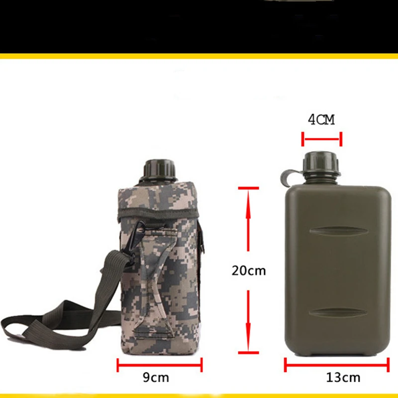 Уличная портативная камуфляжная бутылка для воды большой объем 2 л с ремешком и