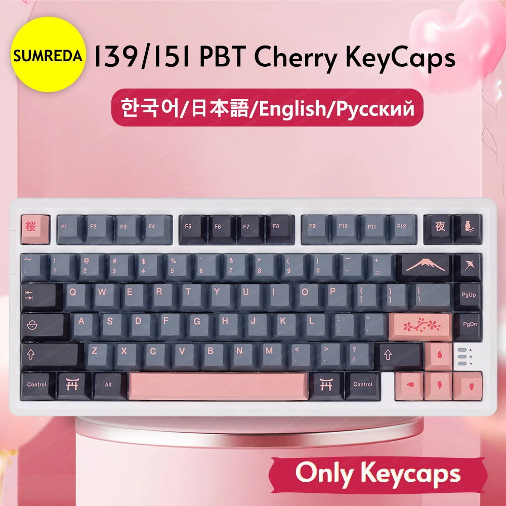 

139 Or 151 Keys PBT Custom Cherry Profile KeyCap English Japanese Korean Russian KeyCaps For MX Switch GMK Mechanical Keyboard