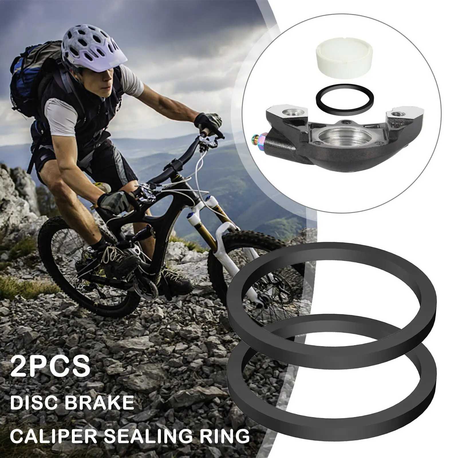 

2Pcs Mountain Road Bike Disc Brake Caliper Sealing Ring O-Ring Brake Piston Bicycle PE Wear-Resistant sealing Ring