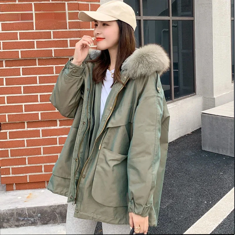 

Woman Real Rabbit Fur Coat Female Solid Vintage Jacket Winter Fur Party Outerwear Ladies Hooded Collar Natural Fur Coat G352
