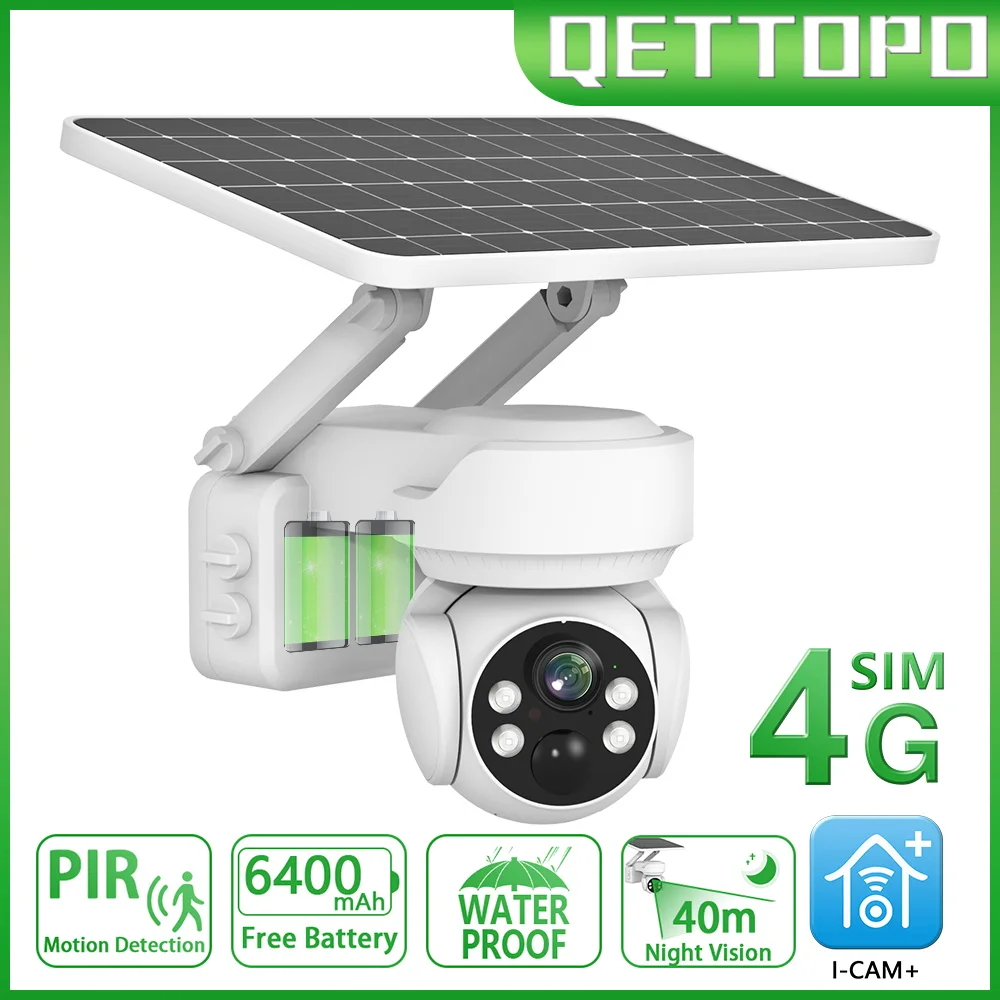 

IP-камера Qettopo на солнечной батарее, 4K, 8 Мп, 6400 мАч