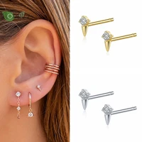 925 sterling silver needle minimalist gold earrings for women delicate cz stud earrings party luxury jewelry accessories gifts