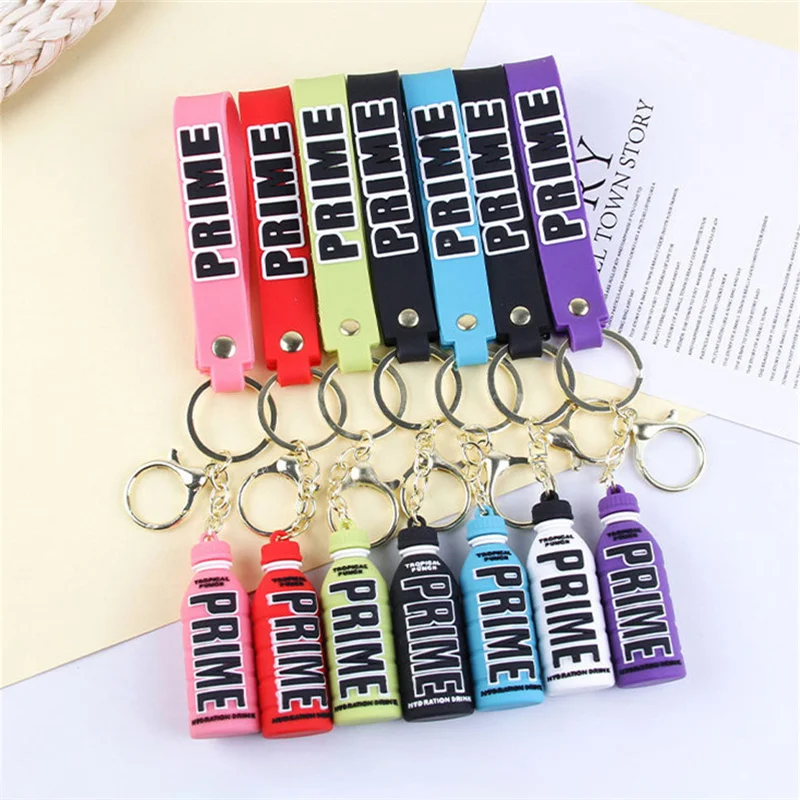 

Fashion Prime Drink 3D Rubber Keychain Cute Bottle Key Chains for Men Women Ornament Car Bag Pendant Keyring Accessories Gifts