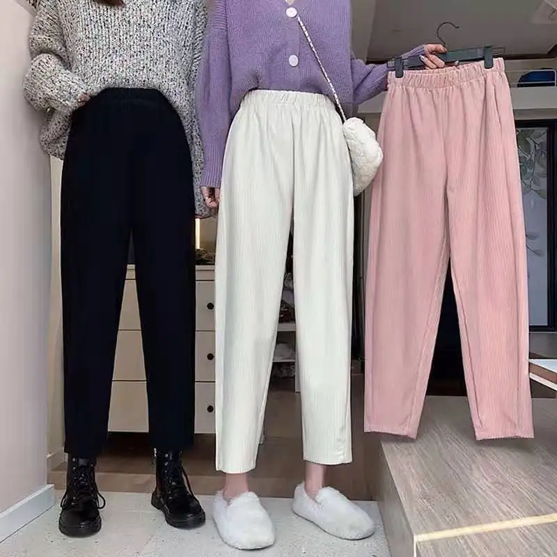 

Corduroy Winter New Straight High Waisted Cropped Pants