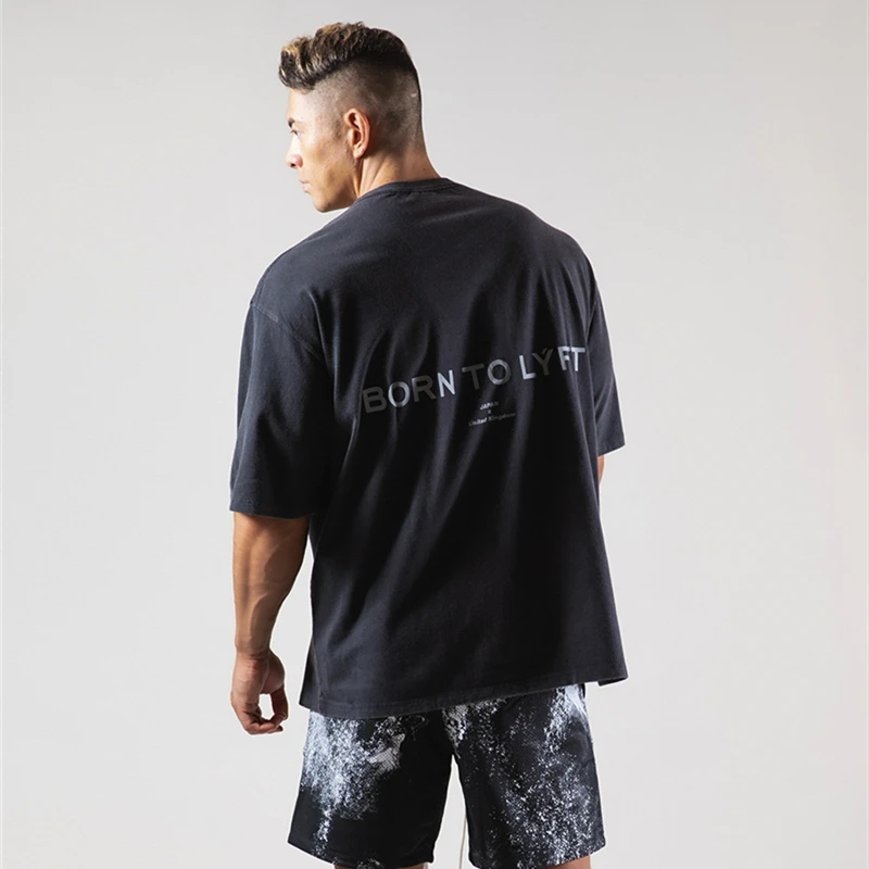 

Summer Men's Loose Cotton Gym Shirt Sports Men's Fashion Running Workout Casual Short Sleeve Training Fitness Sports T Shirt