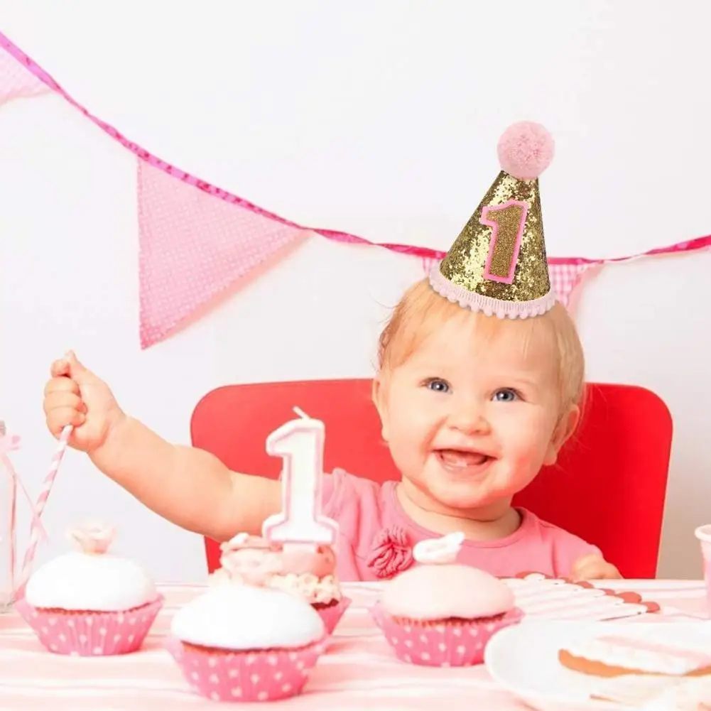 

200 Pcs Lilnk Birthday Party Hat Glitter Small Pointed Boys Party Felt Hat Girls First Nautical Hat Party Birthday Hat Hat W0i7
