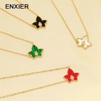 enxier fashion star pentagram inlaid zircon shell pendants for women gold color stainless steel clavicle chain female jewelry