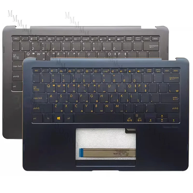 Фото Клавиатура и верхняя часть корпуса (пальмрест) для ноутбуков ASUS UX370 UX370UA U370 Q325U, серый/синий цвет №1
