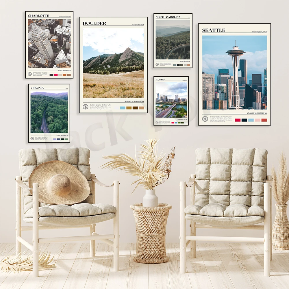 Боулдер, Питтсбург, Джорджия, Сиэтл, Южная Каролина, Мемфис, Вирджиния, Нью-Мексика, Филадельфия, Остин, Аризона, США печать плакатов