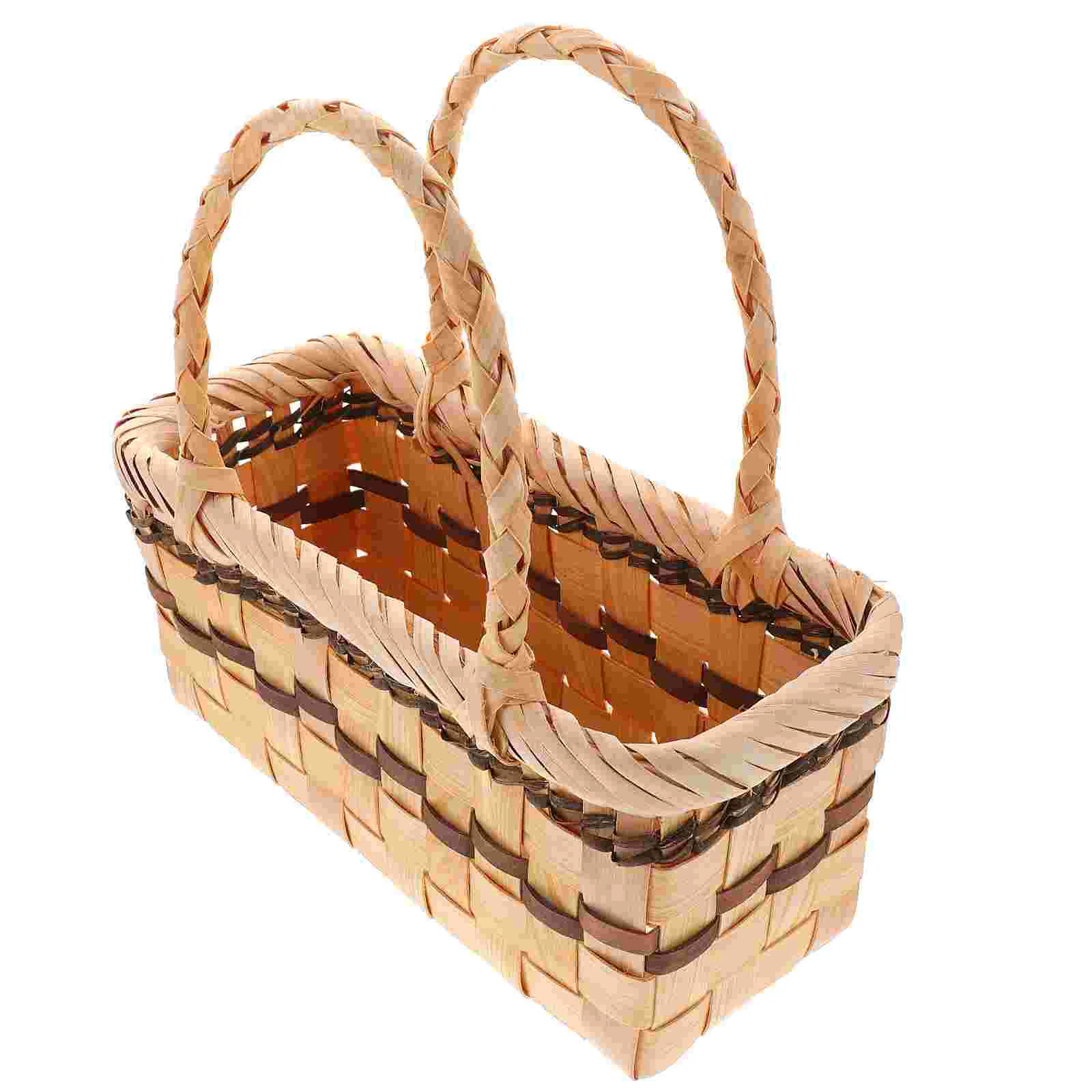 

Woven Wedding Basket Handheld Harvesting Storage Dessert Wicker Planter African Market Handle Picnic Bread