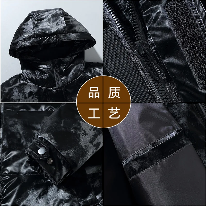 2022 New Style Couple Fashion Snowflake Down Coat for Men Winter White Duck Down Short Loose Men's Korean Coat