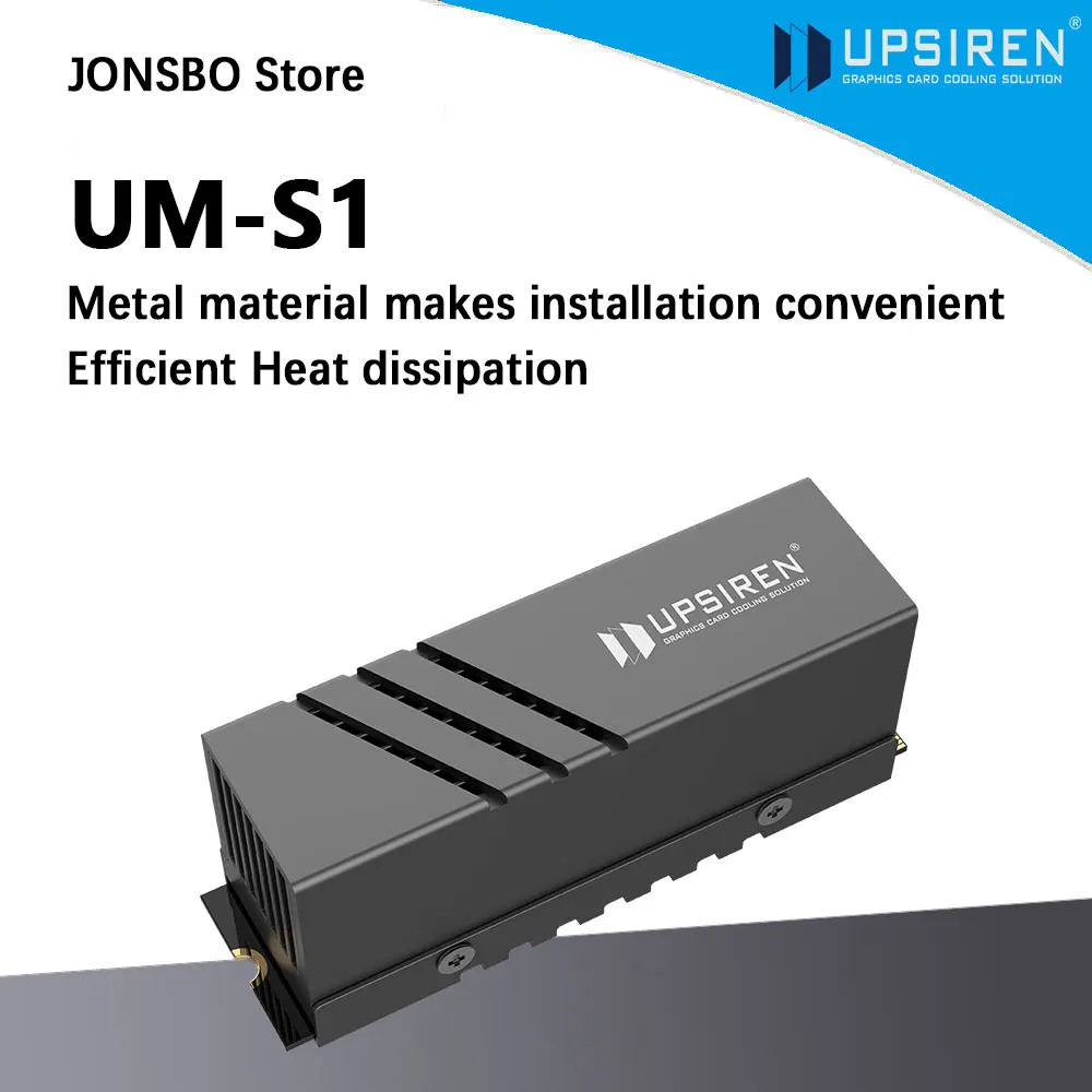 Фото UPSIREN UM-S1 2280 Черный радиатор для SSD/Материал из алюминиевого сплава/Ребра радиатора/Активное охлаждение/Подходит для установки SSD 2280 №1