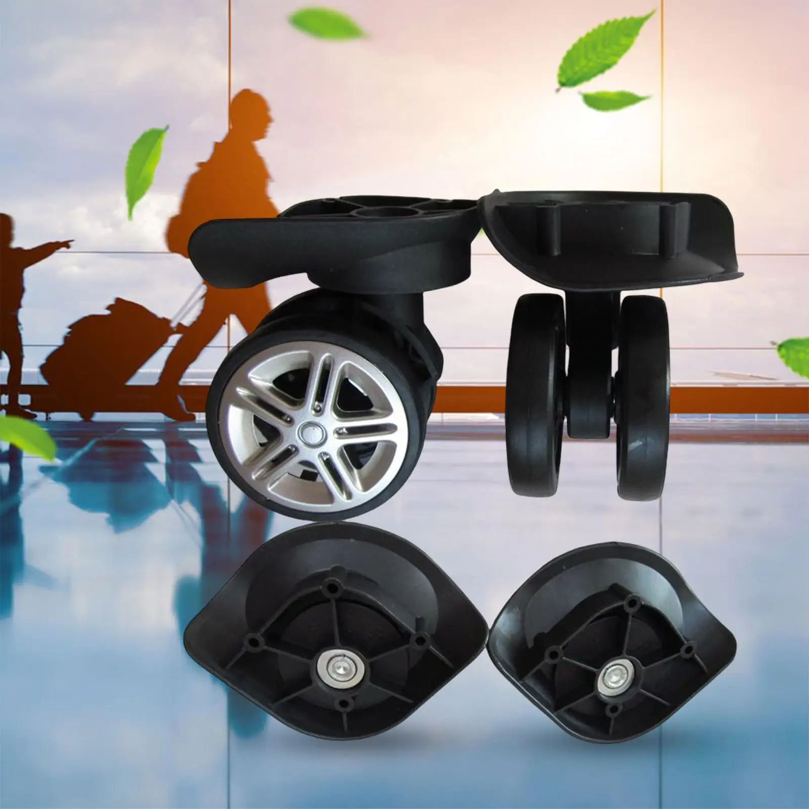 

58mm Luggage Replacement Wheels Double Row Large Wheel Swivel Wheel Black Durable Casters for Travel Case Carrier Trolley Case