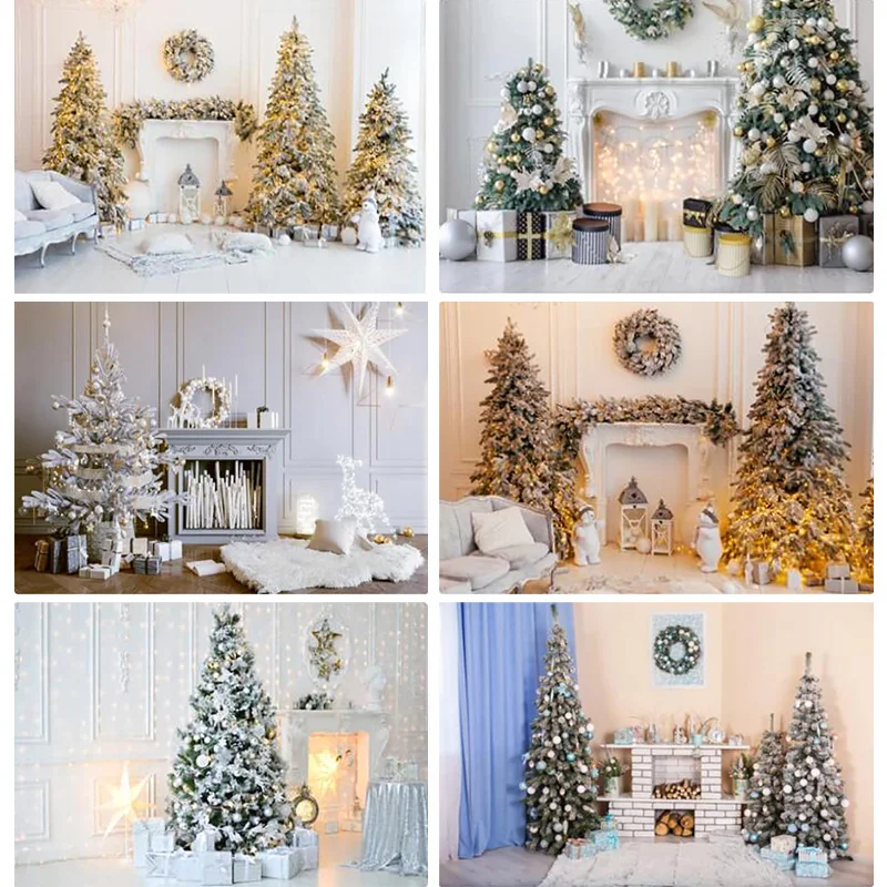

Vinyl Christmas Dream Photography Background Fireplace Christmas tree Baby Backdrops For Photo Studio Props 2SHU-02