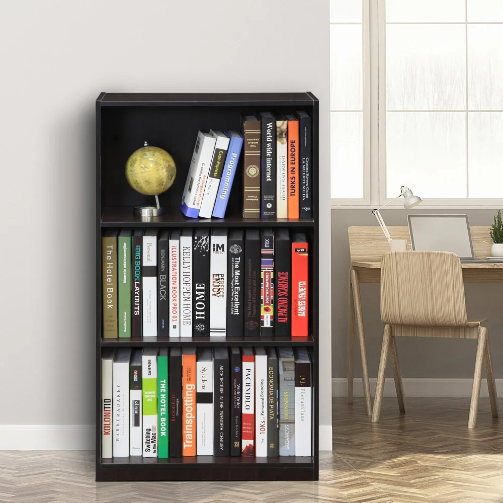 

Basic 3-Tier Bookcase Storage Shelves, Dark Walnut