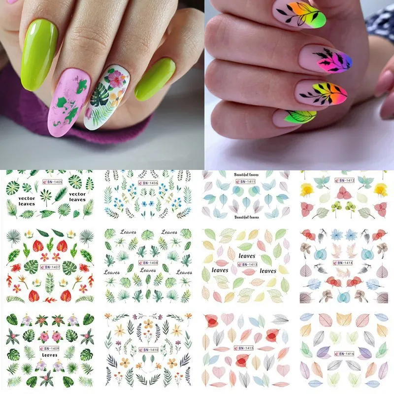 12 шаблонов весенние цветы бабочки Слайдеры для ногтей наклейки Санта Клаус Лось