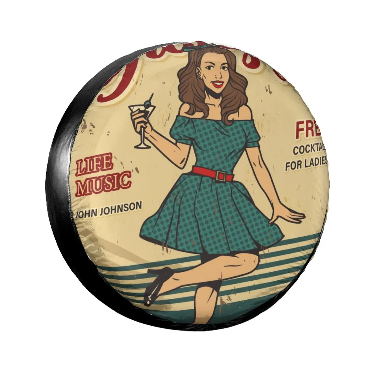 

1Pc Car Spare Tire Cover Retro Party Poster With Pin Up Girl Case Polyester Tire for Cars Wheel Protection Cover