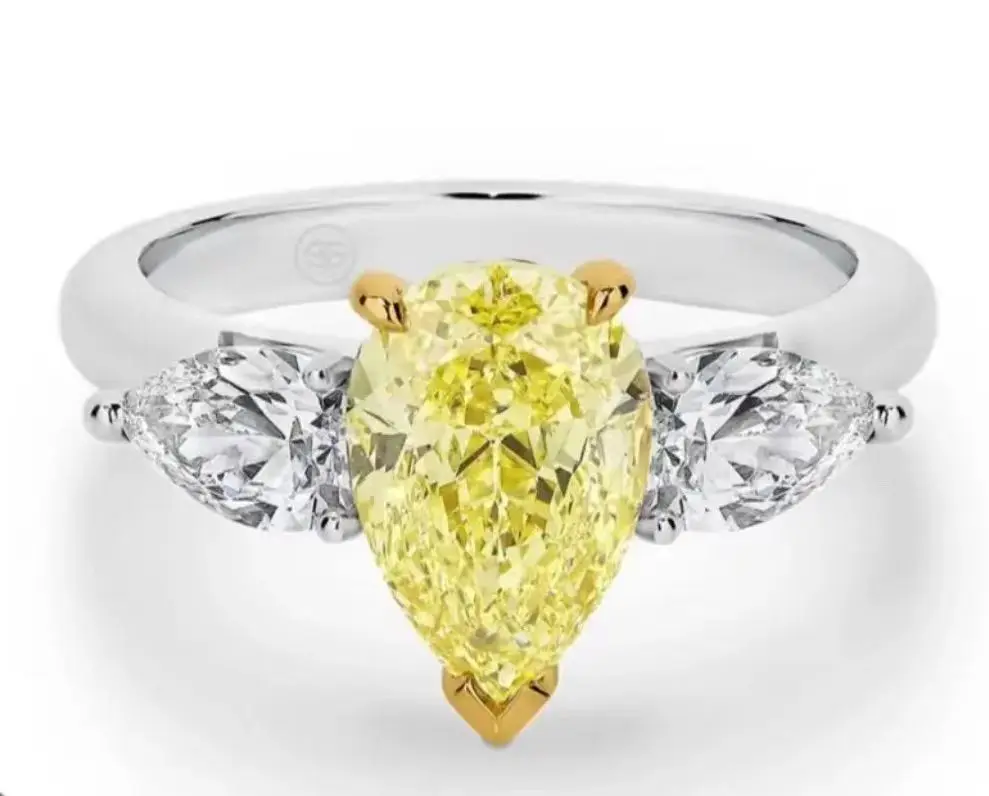 18k желтое золото основной камень 3 карата кольцо с бриллиантом Mosang вторичный