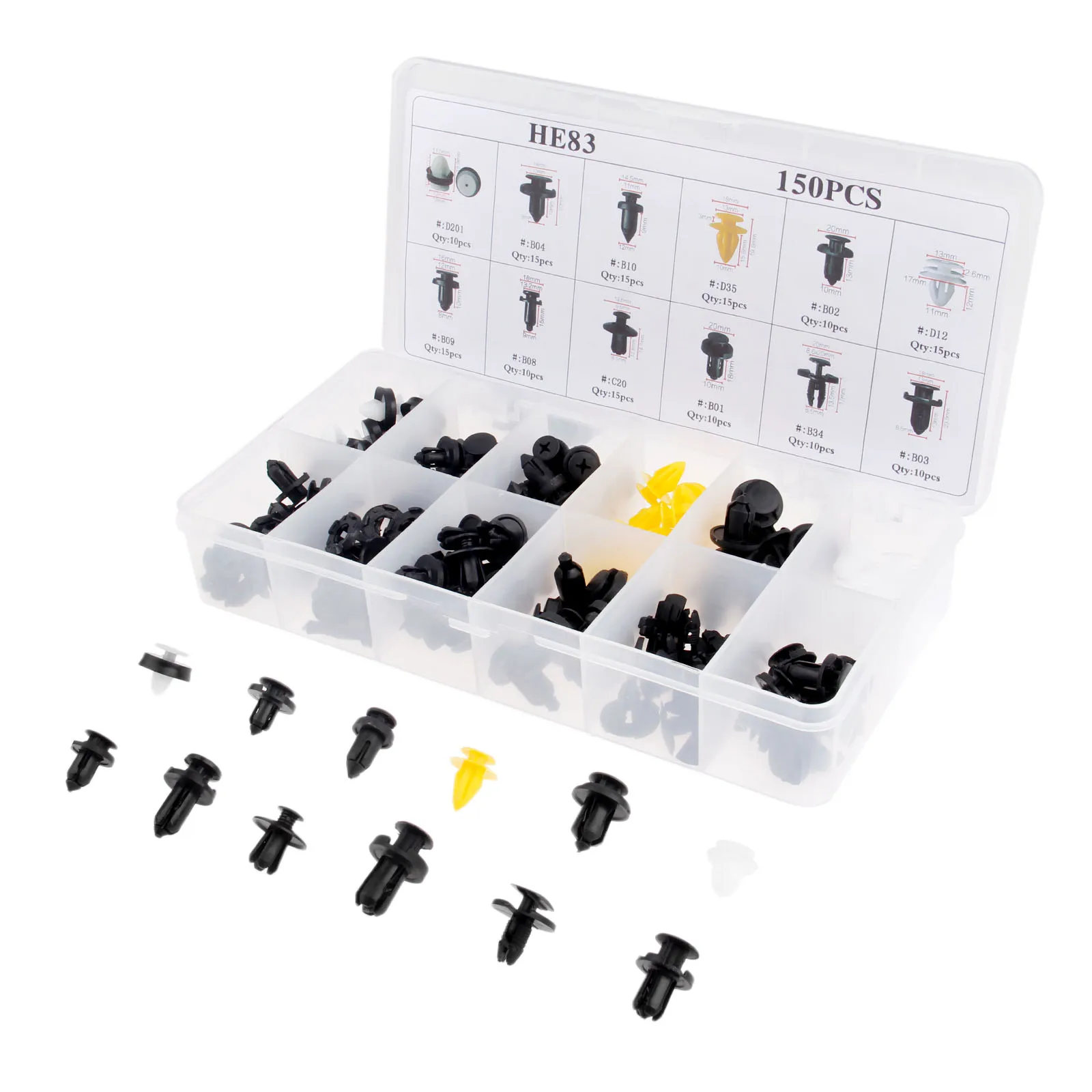 

150Pcs 12 Kinds Car Door Trim Panel Clips Auto Bumper Cover Fender Fastener Clip Set Automotive Plastic Rivet Fastener Boxed Kit