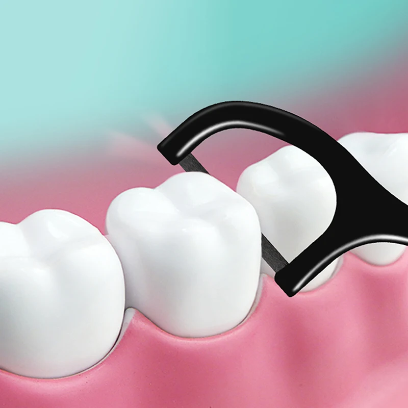 Плоская зубная нить 50 шт. бамбуковый уголь межзубная щетка зубочистка чистка