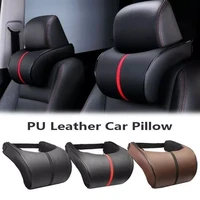 comfortable leather car front seat headrest pad memory foam head neck rest pillow support cushion travel sleeping