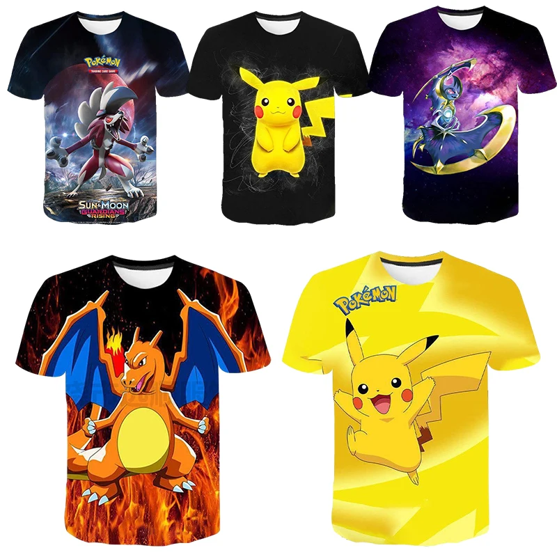

Футболка с коротким рукавом и 3d-рисунком Пикачу, очаровательного гэнгара, белки из мультфильма, для детей и взрослых, мягкая летняя футболка из ткани