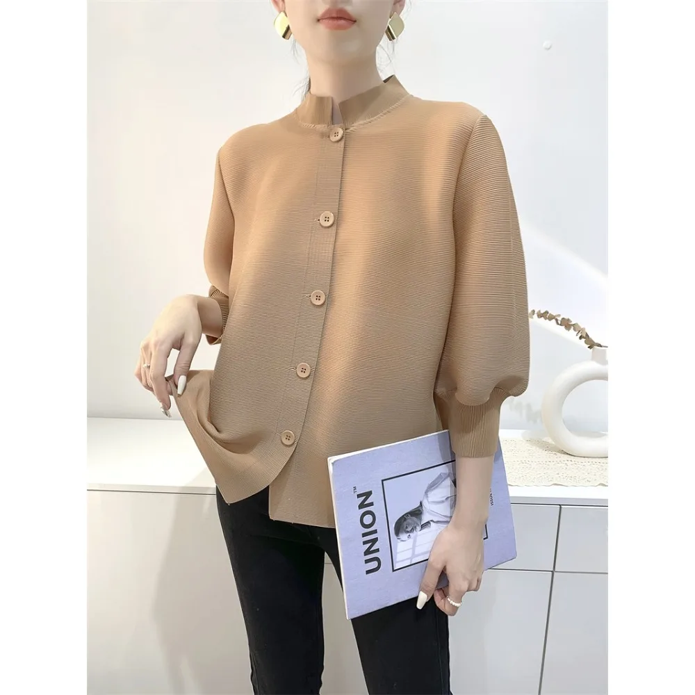 

Женская блузка на пуговицах, с воротником-стойкой