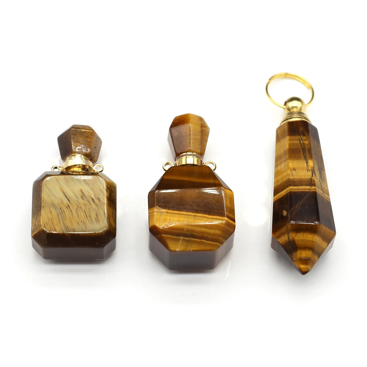 

Natural Stone Tiger Eye Pendants Reiki Heal Perfume Bottle Pendant for Jewelry Making Diy Women Trendy Necklace Gifts