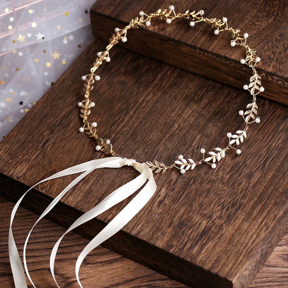 

Color Leaf Headband Bridal Wedding Headwear Bridesmaid Hair Accessories Pearl Decoration Hair Band Party Hair Ornaments ML