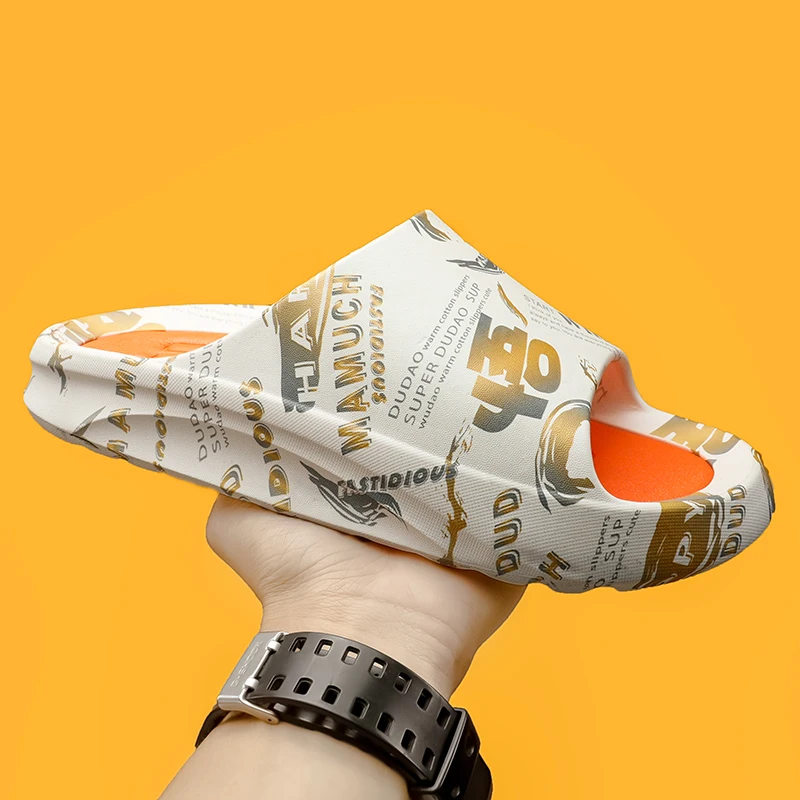 Men 2022 New Slides Summer  Thick Platform Cloud Slippers Beach Eva Soft Sole  Sandals Leisure Indoor Bathroom Anti-slip Shoes