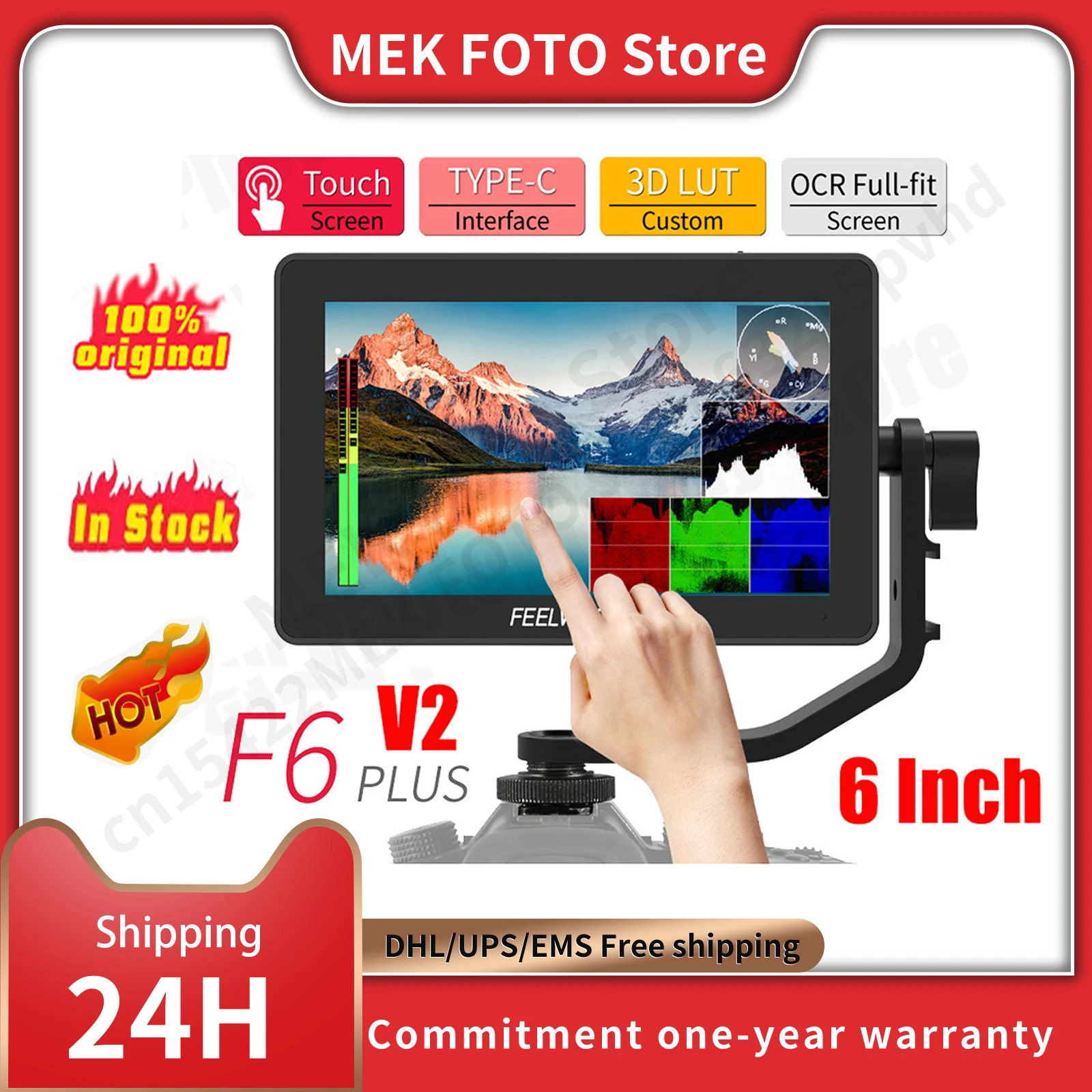 Монитор FEELWORLD F6 PLUS V2 4K 6-дюймовый для камеры DSLR полевой монитор 3D LUT сенсорный экран
