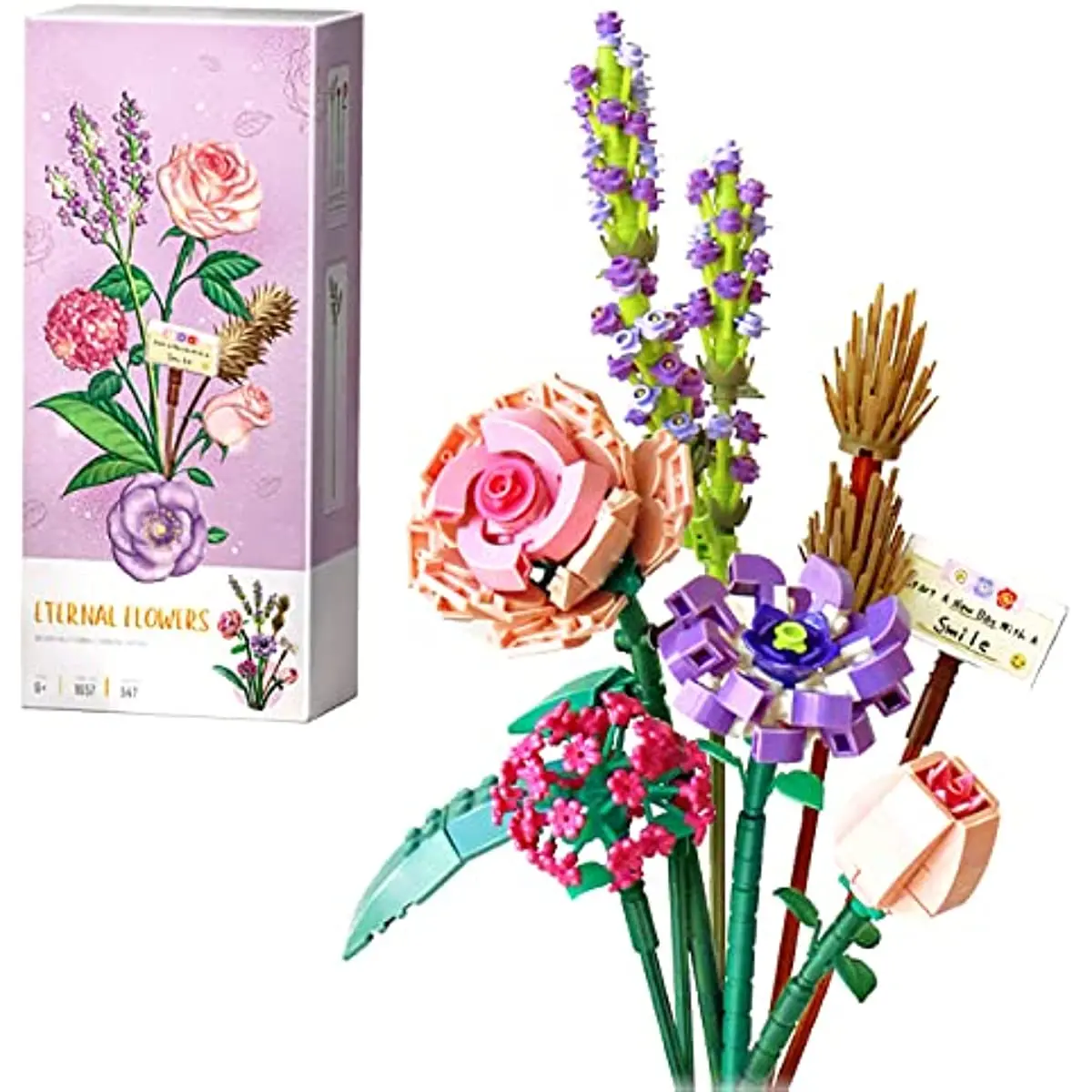 

Flower Bouquet Building Kit floral bricksSet 547pcs DIY Artificial Flowers Botanical Collection modle Gift for Birthday