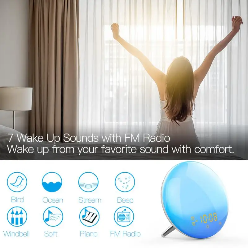 

Лампа Tuya с поддержкой Wi-Fi и Fm-радио, 7 цветов