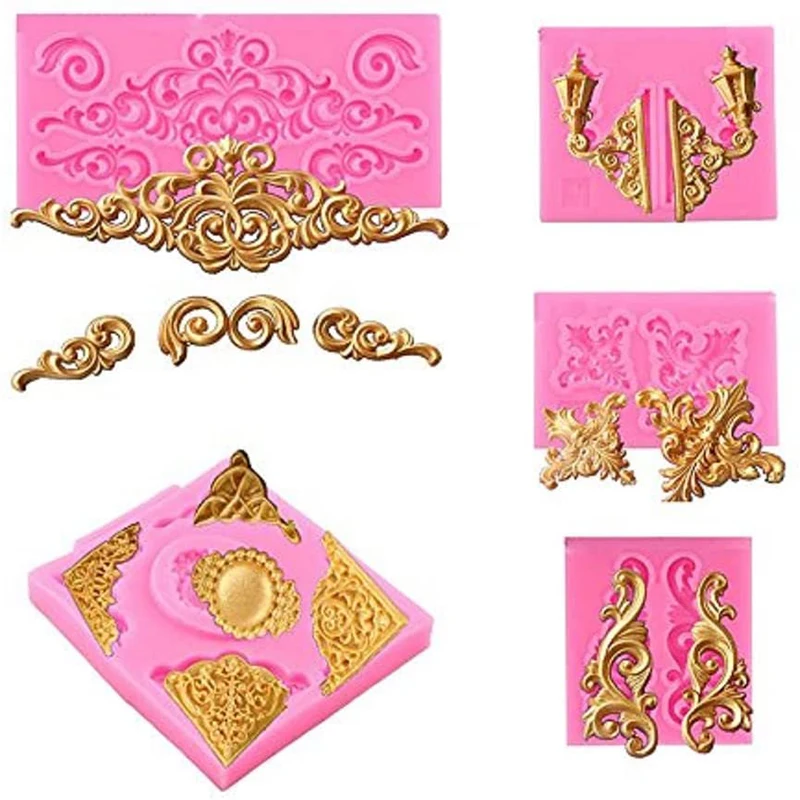 

Baroque Curly Lace Fudge Silicone Mold for Cake Border Decor Cupcake Decor Jewelry Polymer Clay Handmade Projects Epoxy Resin