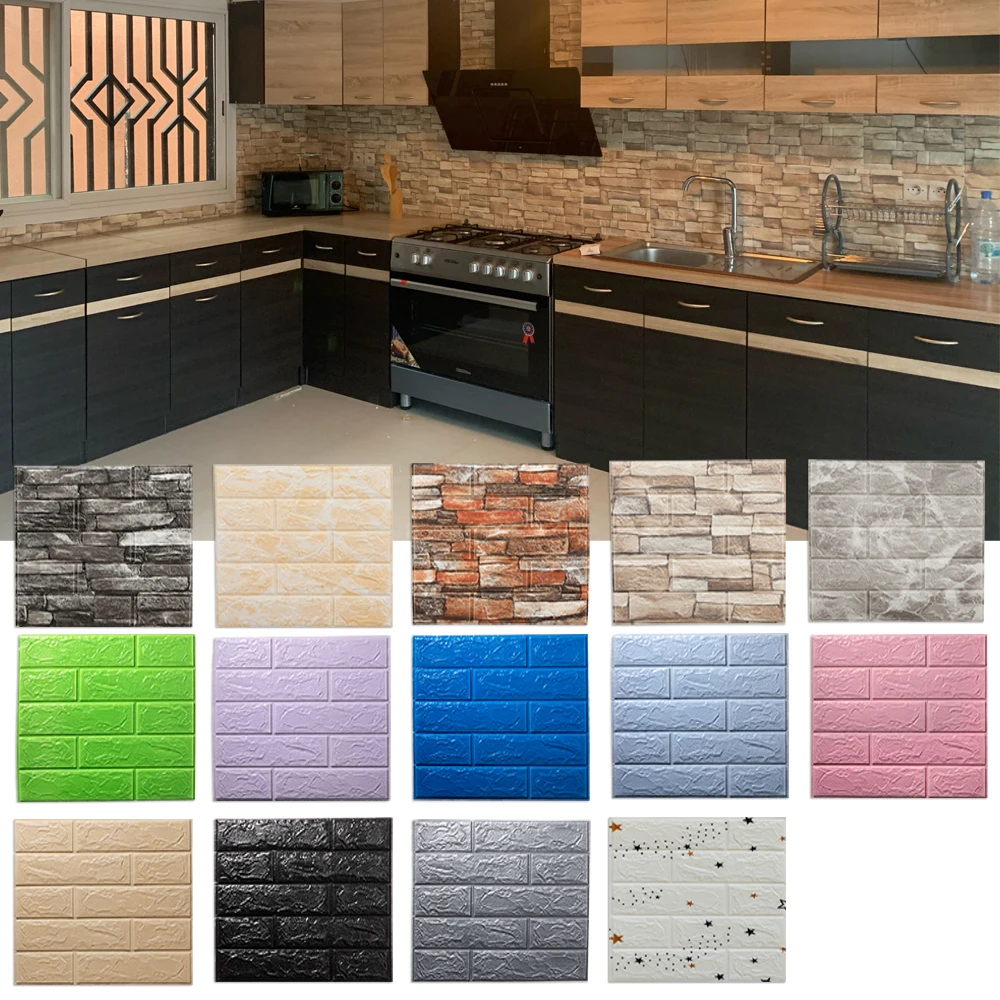

10pcs Decorative Wall Stickers Self Adhesive Wallpaper Panels Home Decor Living Room Bedroom House Decoration Bathroom Tiles