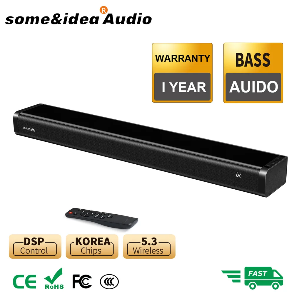 

TV Soundbars HDMI 40 Watt Wireless Home Theater Optical Speaker Compatible HDMI ARC 8K Bluetooth 5.3 Surround stereo 3.5mm USB