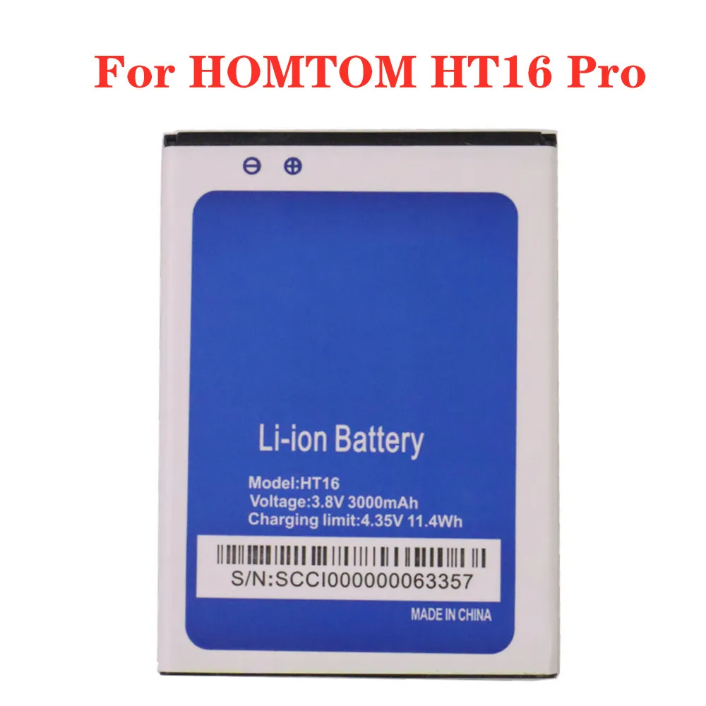 

High Quality HT 16S Battery For HOMTOM HT16S HT16 Pro HT16Pro Smart Phone Large Capacity 3000mAh Back-up Battery