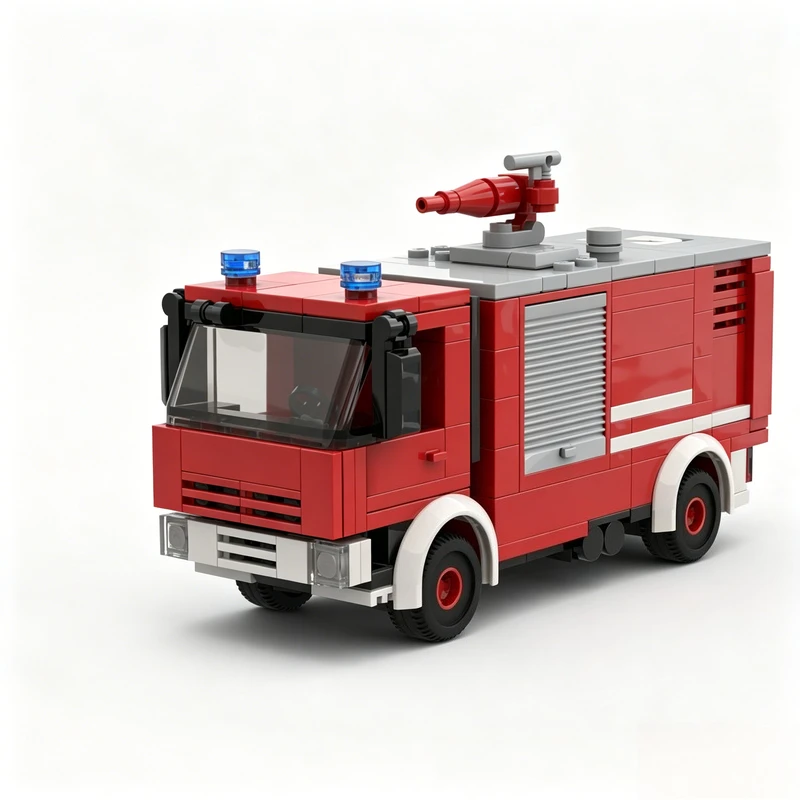 Фото Набор из 239 деталей MOC: Модульная модель пожарной машины Iveco EuroFire F-104, развивающий конструктор для детей, подарок на день рождения №2