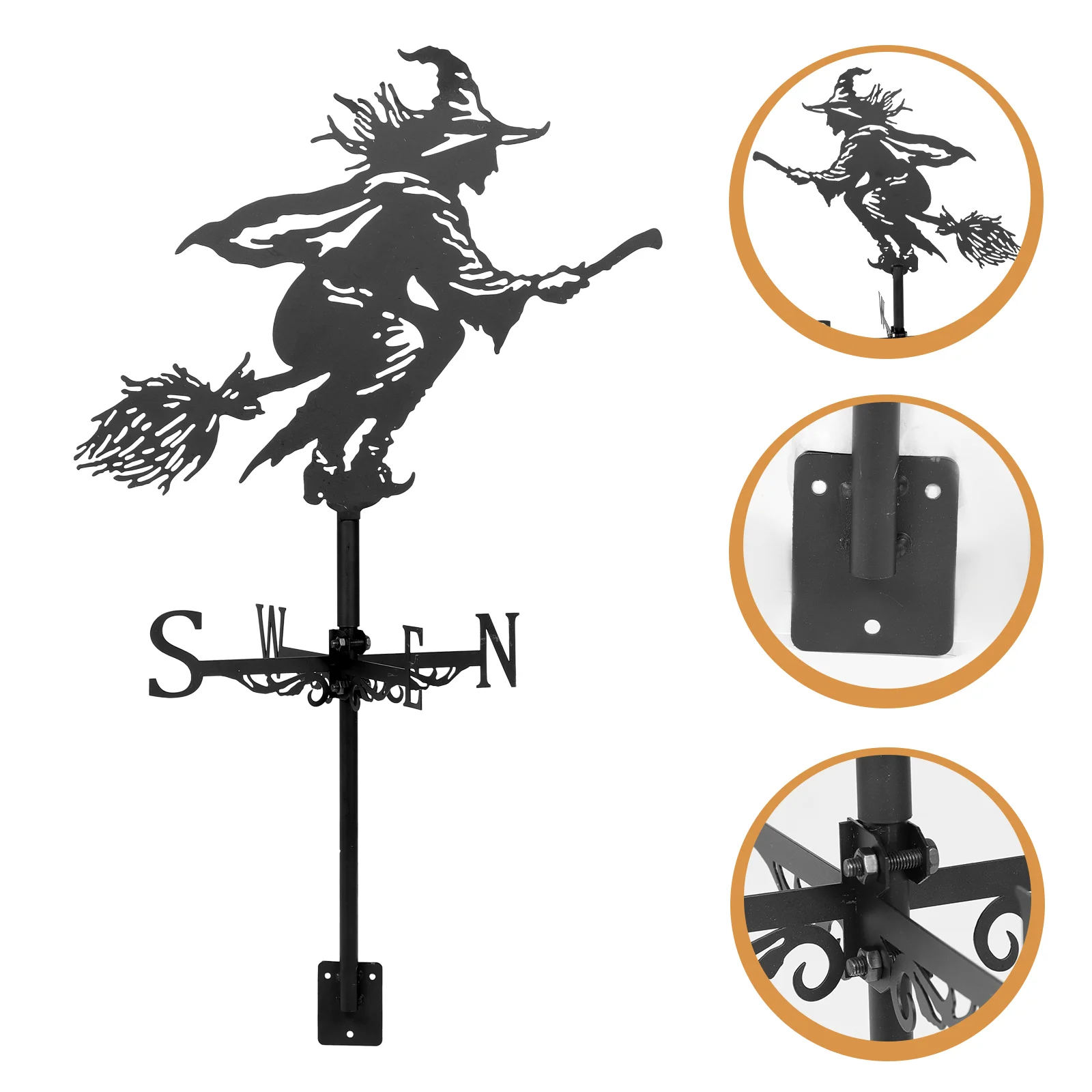 

Witch Vane Wind Direction Indicator Weathervane Design Outdoor Roof Mount Farmhouse